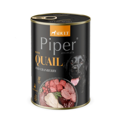 Piper Dog – Hrană Umedă pentru Câini Adulți cu Prepeliță și Merișoare – 400 g